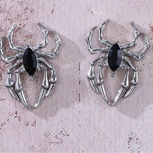 Women's Multicolored Dark Spider & Black Ear Studs